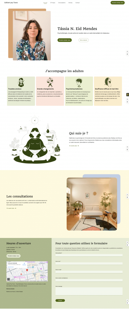 Page d'accueil du site web de cabinet psy tours